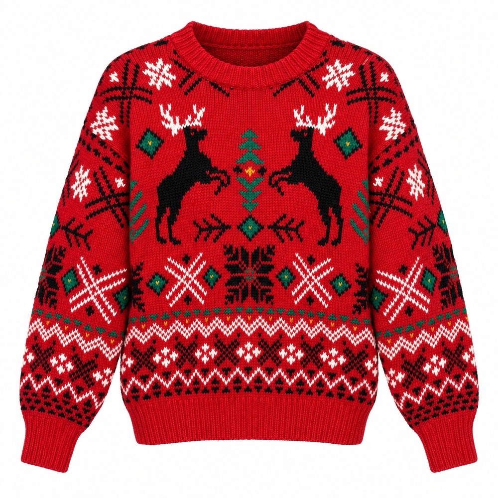 Vtg Bushwacker Reindeer Fair Isle Knit Sweater Size Small Cottagecore Cabincore